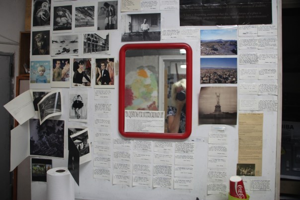 Studio wall with self-portrait Studio wall with self-portrait