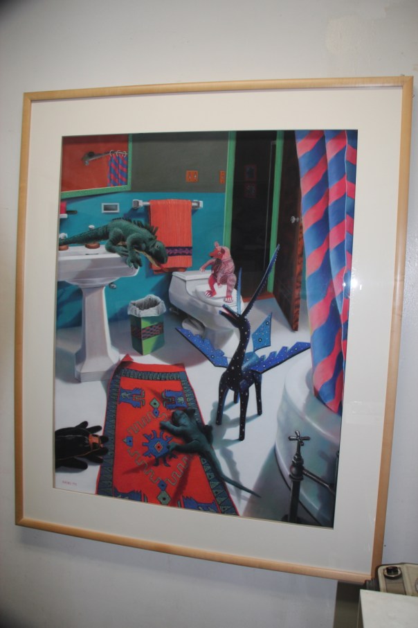 "Myth Meets Dream," 1993, soft pastel on sandpaper, first painting that includes Oaxacan figures