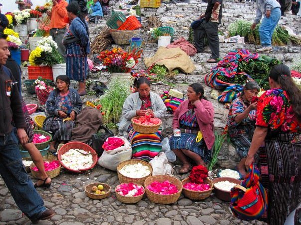 Flower sellers in Chichicastenango, Guatemala