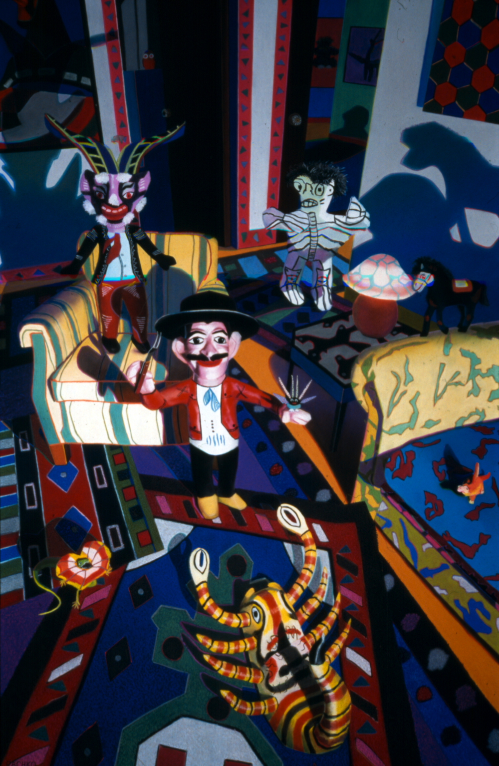 "He Just Stood There Grinning," soft pastel on sandpaper, 58" x 38"