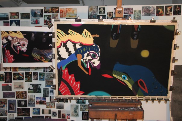 "Stalemate," 2013, soft pastel on sandpaper, 38" x 58"