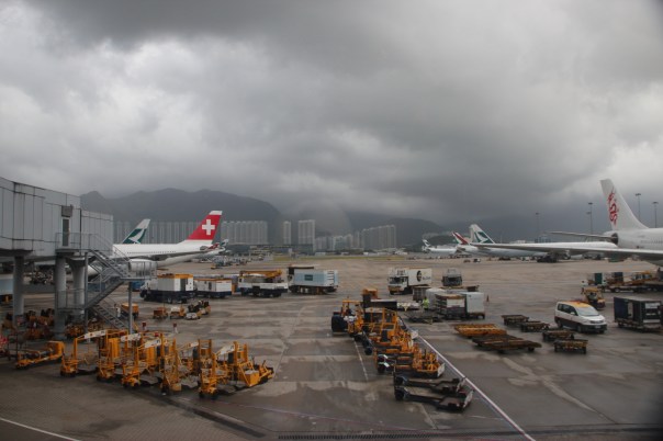 Hong Kong airport after a typhoon