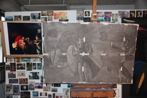 Preliminary sketch and photo