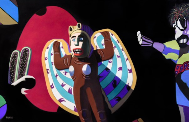 "Charade," soft pastel on sandpaper, 38" x 58"