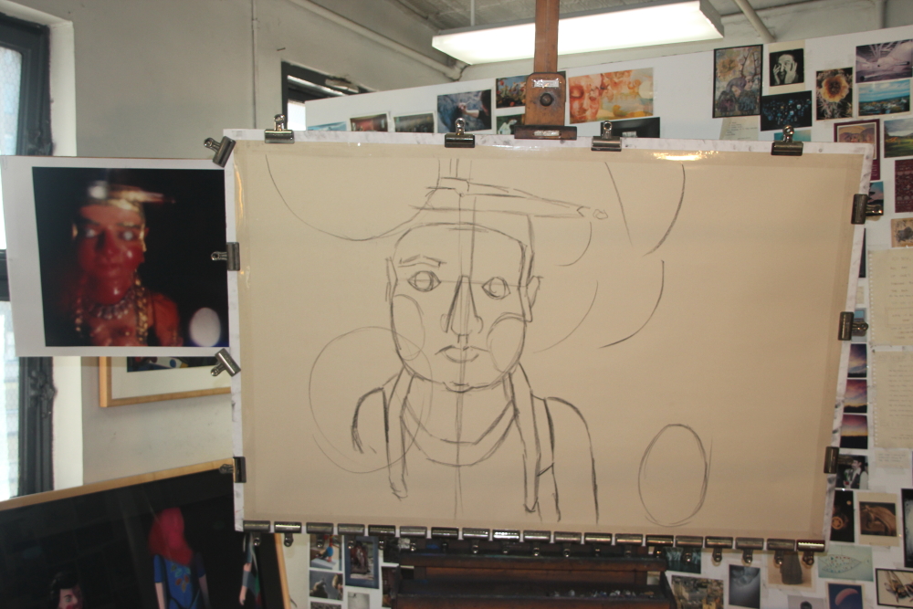 Roughed out in charcoal