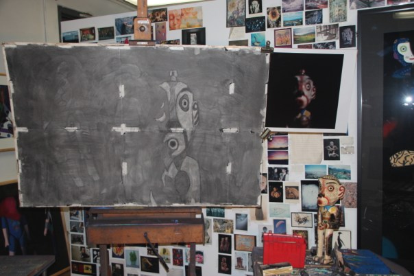 Preliminary charcoal sketch