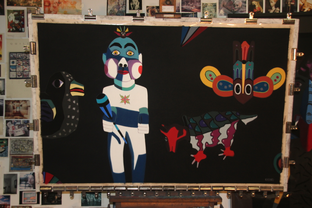 "White Star," 38" x58", ready to go to the framer