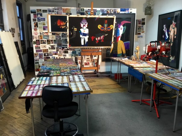 Barbara's studio with "White Star" in progress