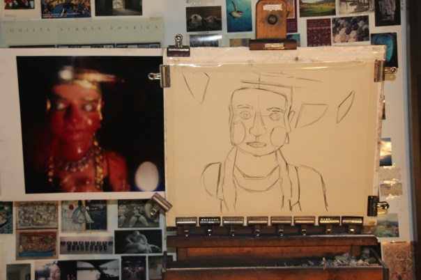 Charcoal underdrawing