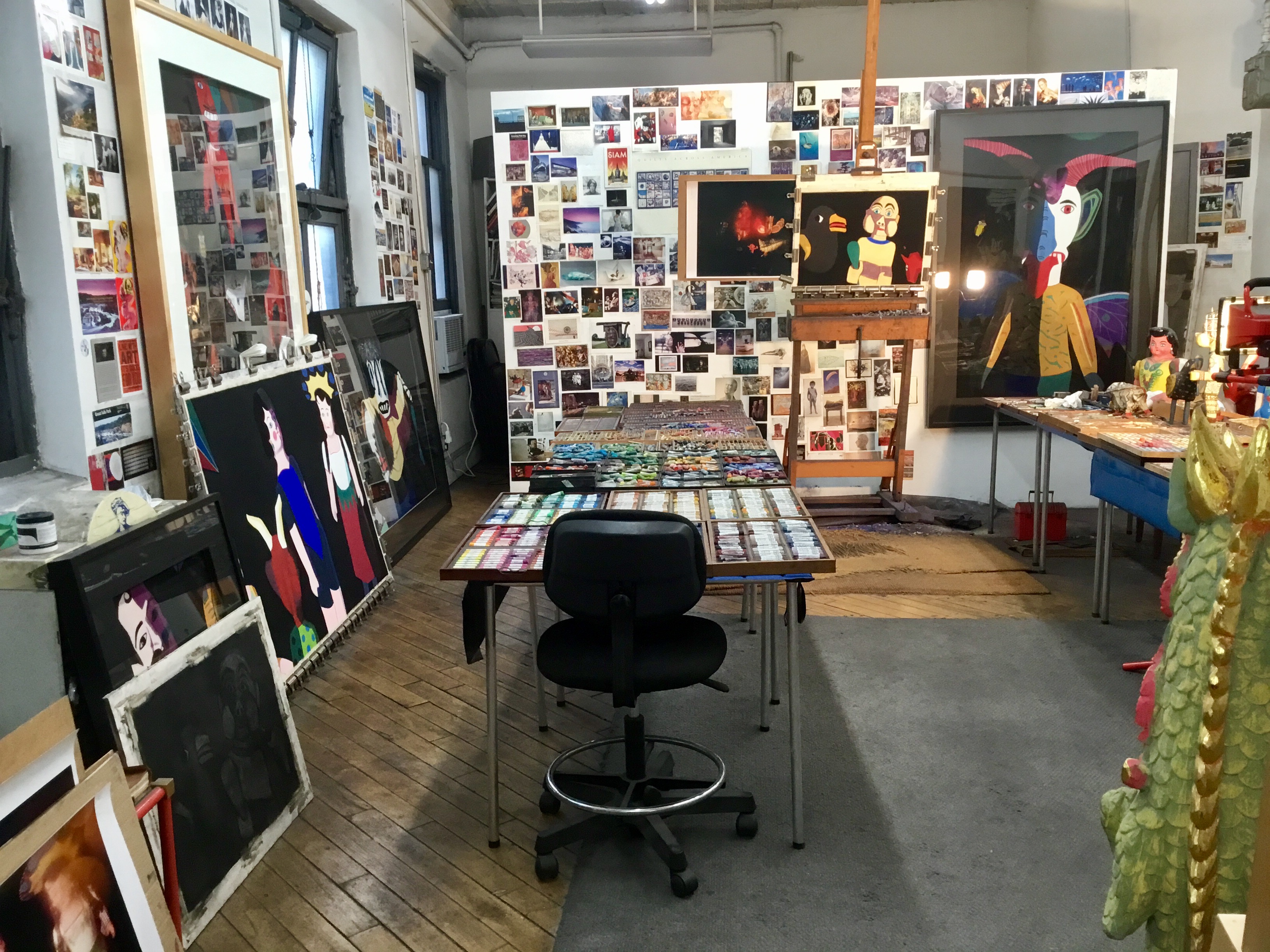 Barbara's studio with works in progress