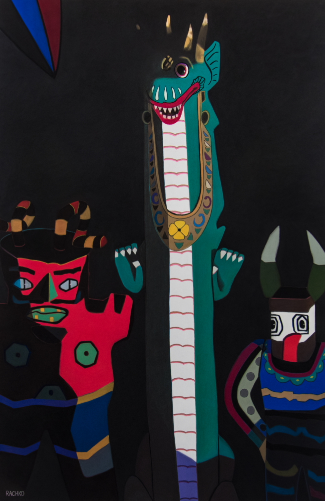 "Colloquium," soft pastel on sandpaper, 58" x 38" image, 70" x 50" framed