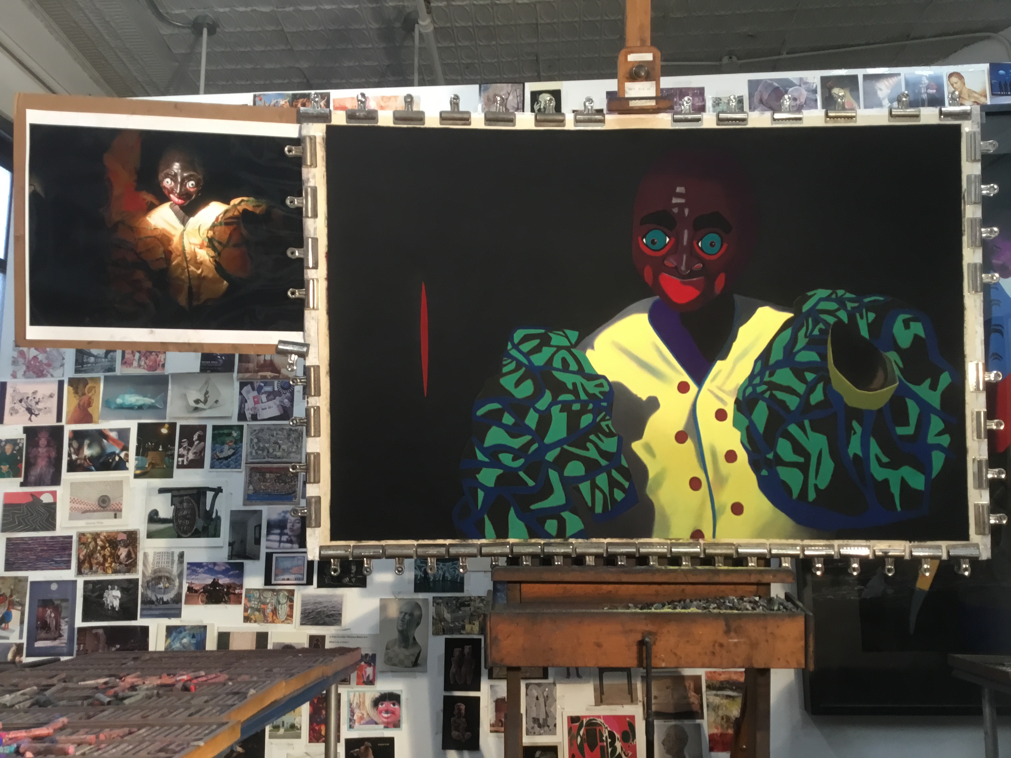 “Danzante,” soft pastel on sandpaper, 38” x 58”, in progress