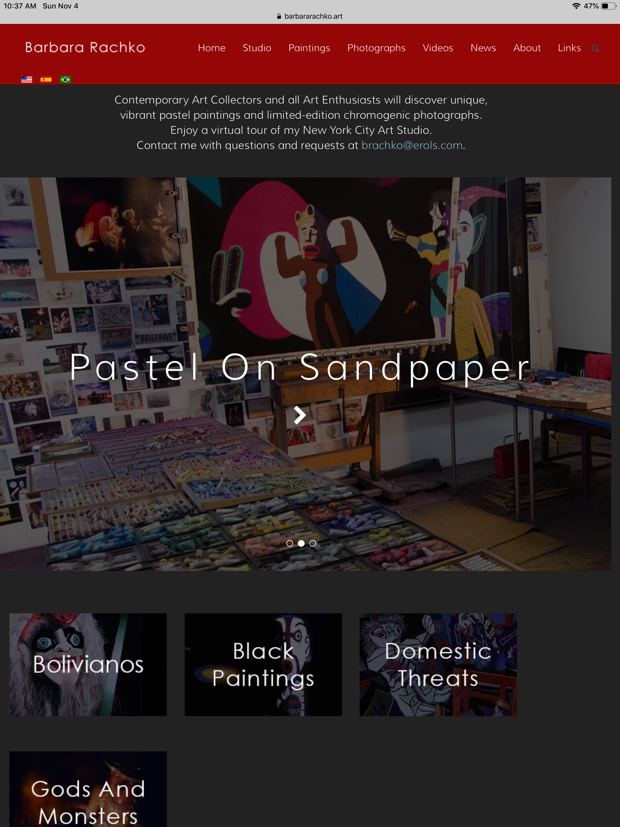 Screenshot of Barbara’s homepage