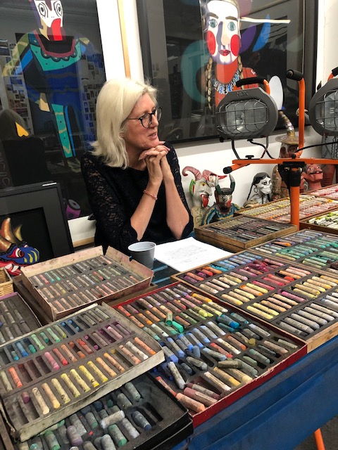 Barbara working on an interview. Photo: Maria Cox