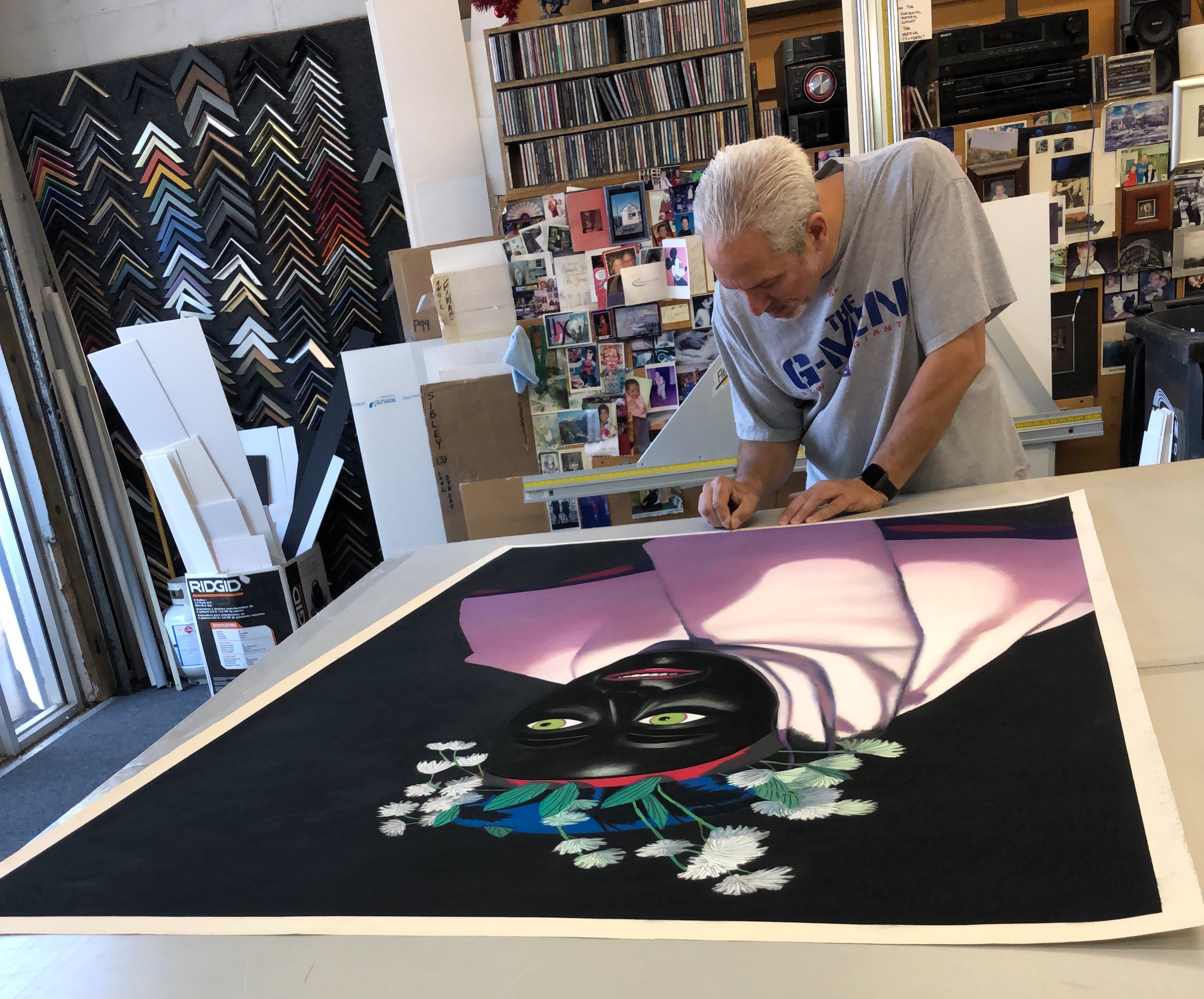 “Poseur,” Soft Pastel on Sandpaper, 58” x 38” at the framer