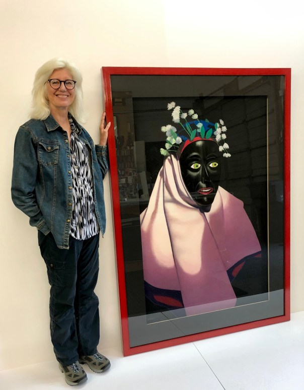 With “Poseur,” Soft Pastel on Sandpaper, 70” x 50,” 2019