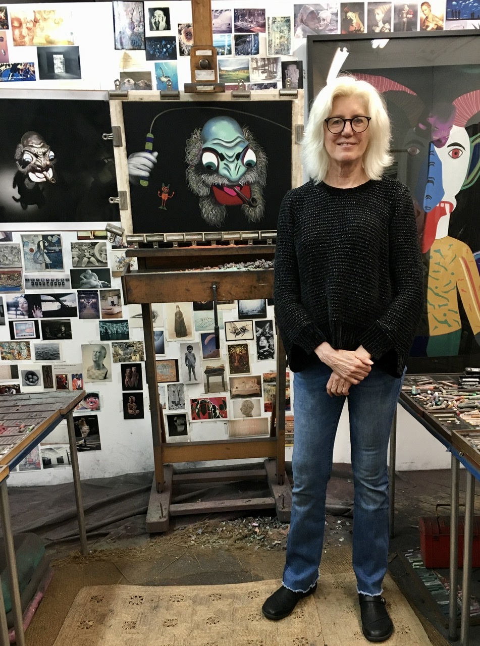 With “Majordomo,” soft pastel on sandpaper, 20” x 26”