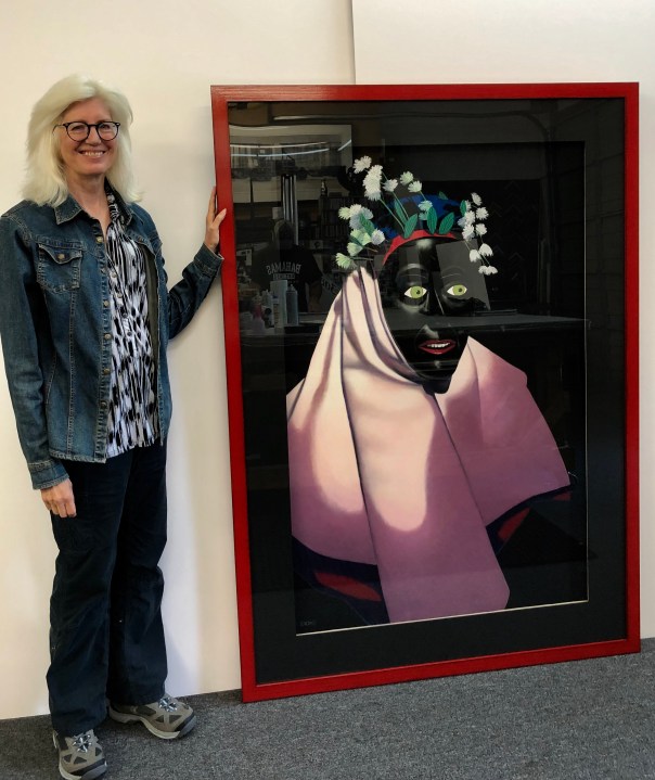 With “Poseur,” 70” x 50” Framed