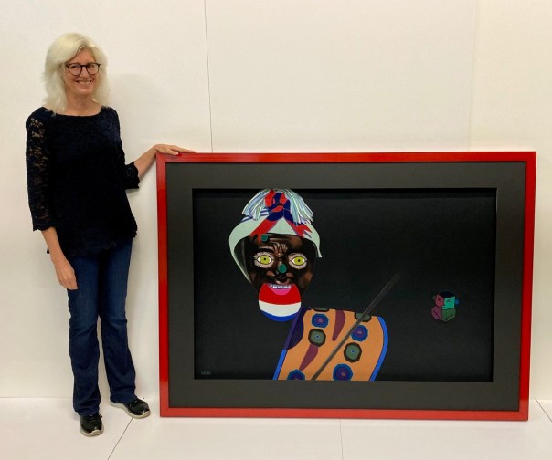 With “Sentinels,” soft pastel on sandpaper, 38” x 58” image, 50” x 70” framed