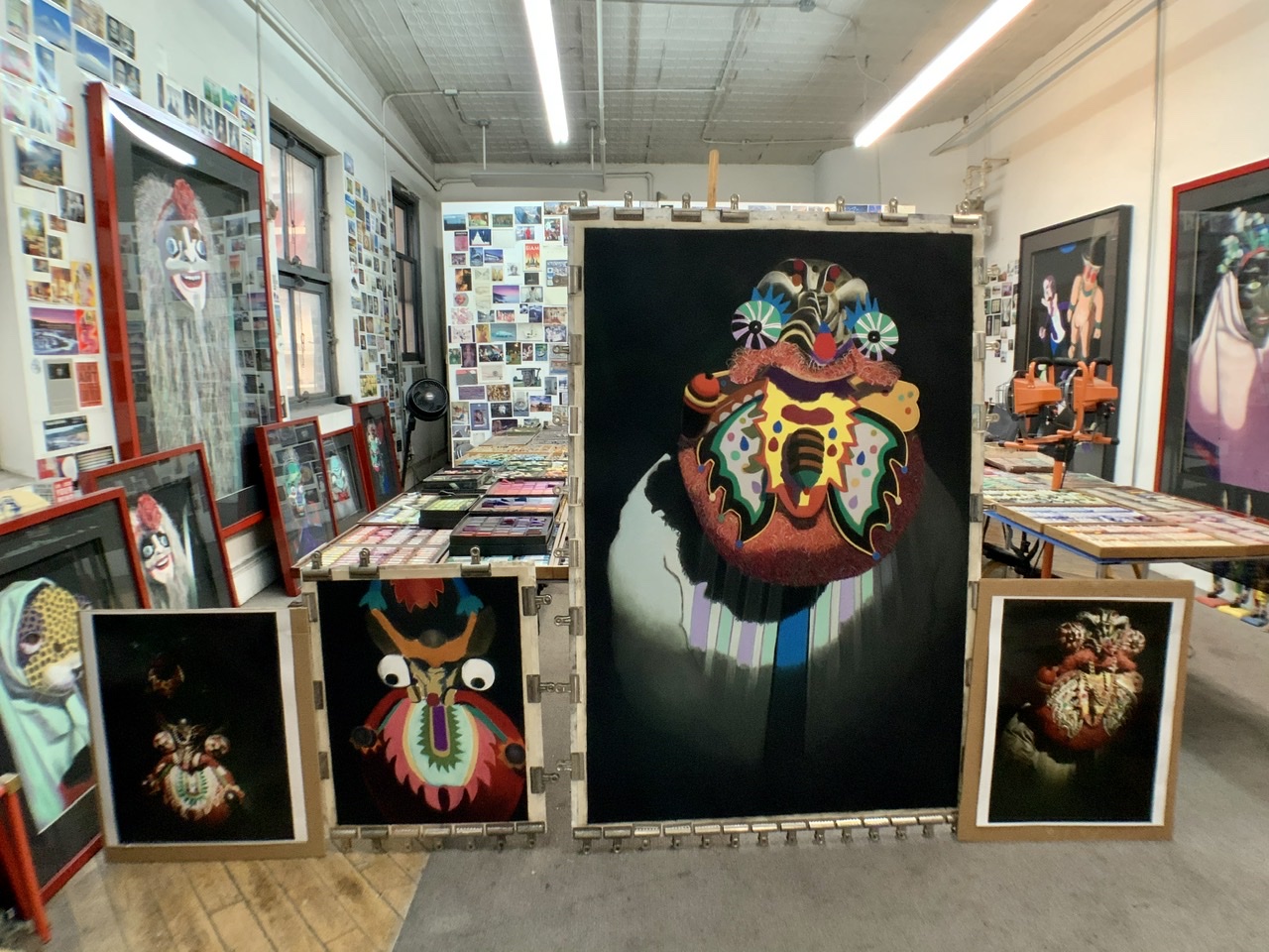 A recent view of the studio with works in progress