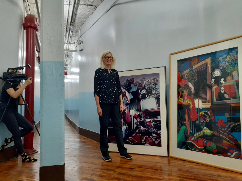 Barbara with “Amok” photo and painting