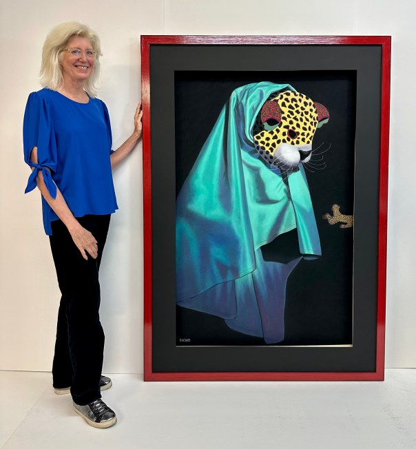 With “Wise One,” Soft Pastel on Sandpaper, 70” x 50” framed