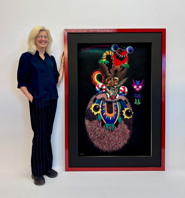 With “Apparition,” soft pastel on sandpaper, 58” x 38” image, 70” x 50” framed